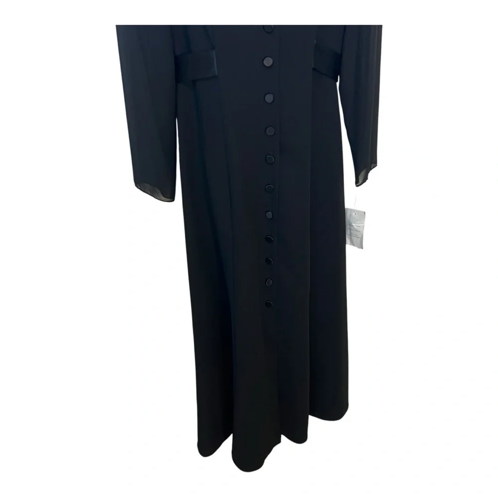 David Warren Luxe In The City Black Tuxedo Button Front Midi Coat Dress 90’s